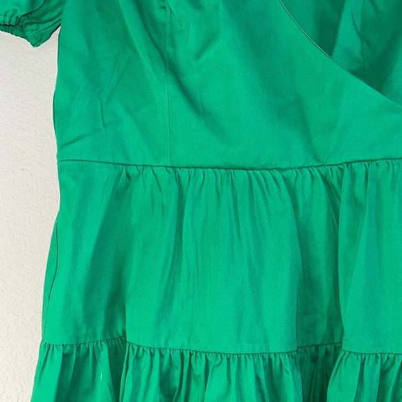 Adrianna Papell Green Wrap Mini Dress with Puff Sleeves - Picture 2 of 6